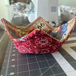 Bowl Koozie (Cozy) -  Route 66 and Deep Red Bandana